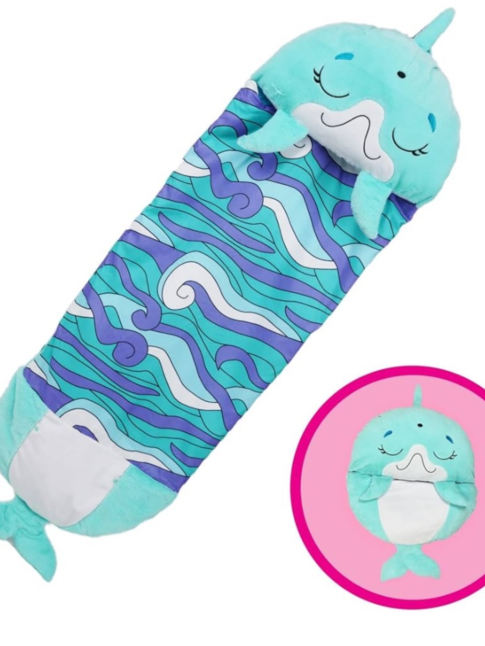 NEW Happy Nappers Pillow & Sleepy Sack Kids Sleeping Bag w Pillow Dolphin Large